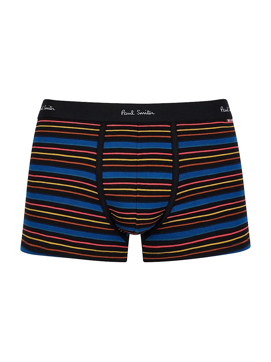 Men's Kean Striped Stretch Cotton Trunk Brief - Black - Size XL