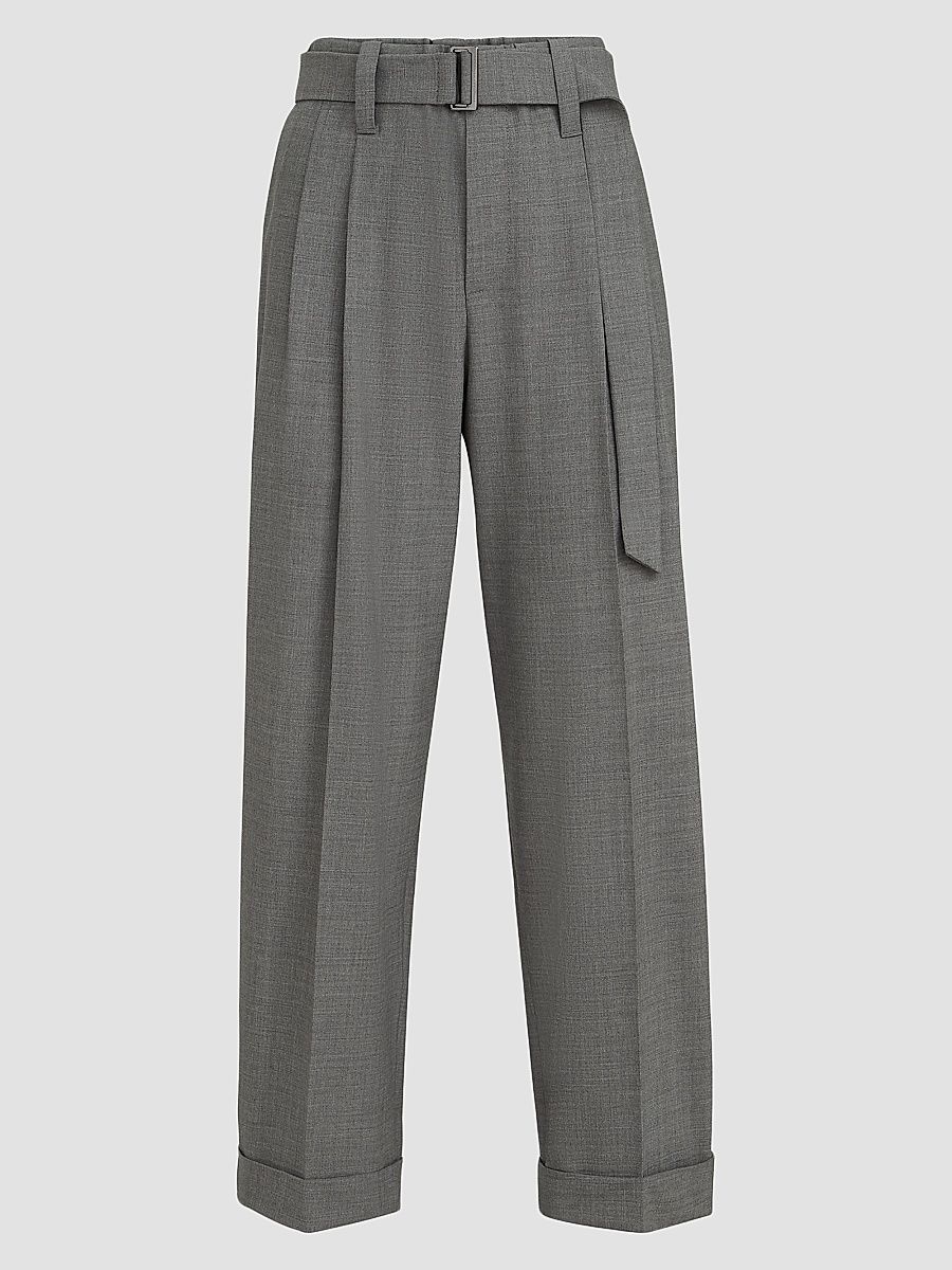 Women's Tropical Luxury Wool Baggy Sartorial Trousers - Dark Grey - Size 4