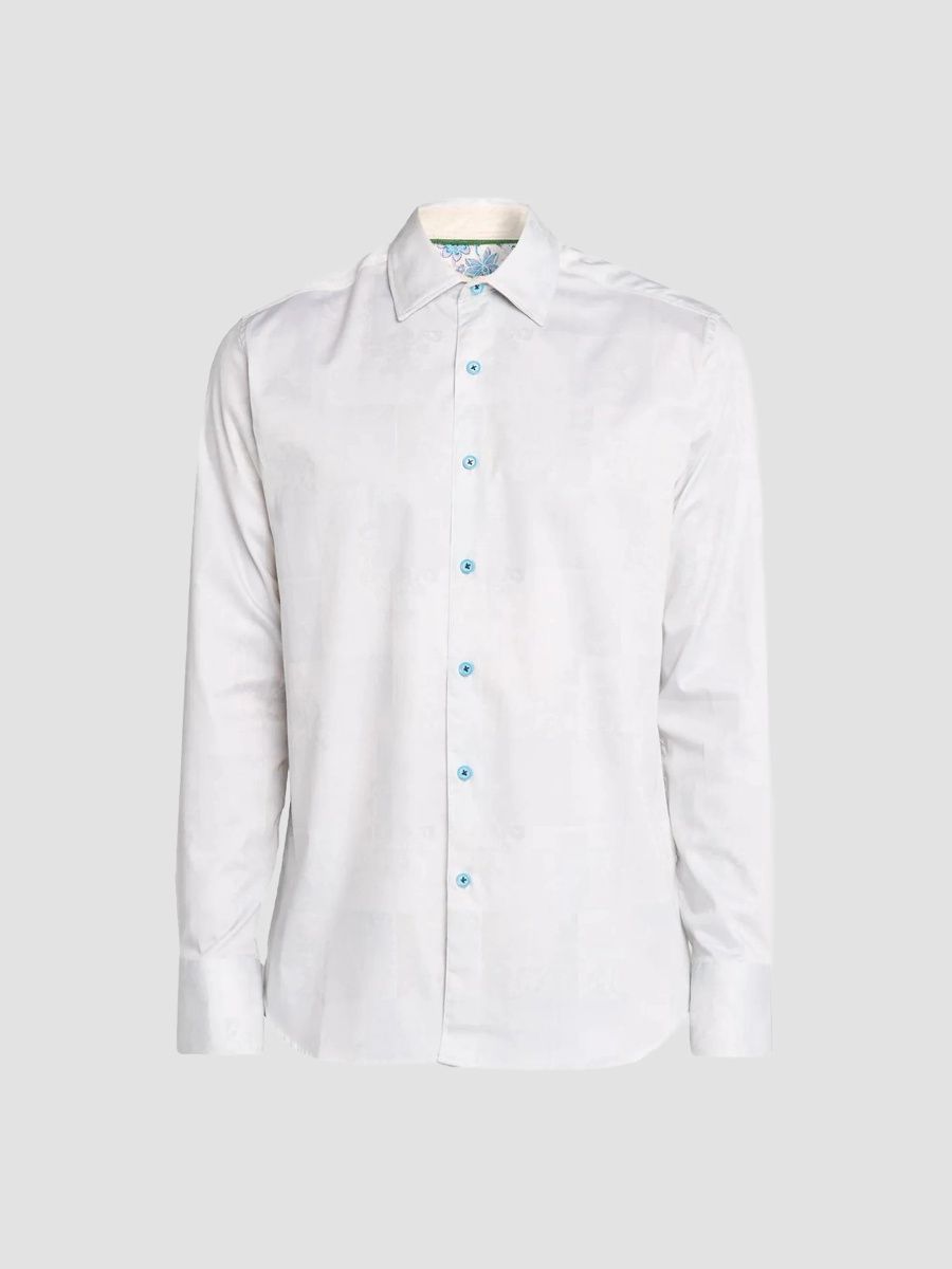 Robert Graham Men's Ferris Metallic Embroidered Shirt - Sand - Size Small