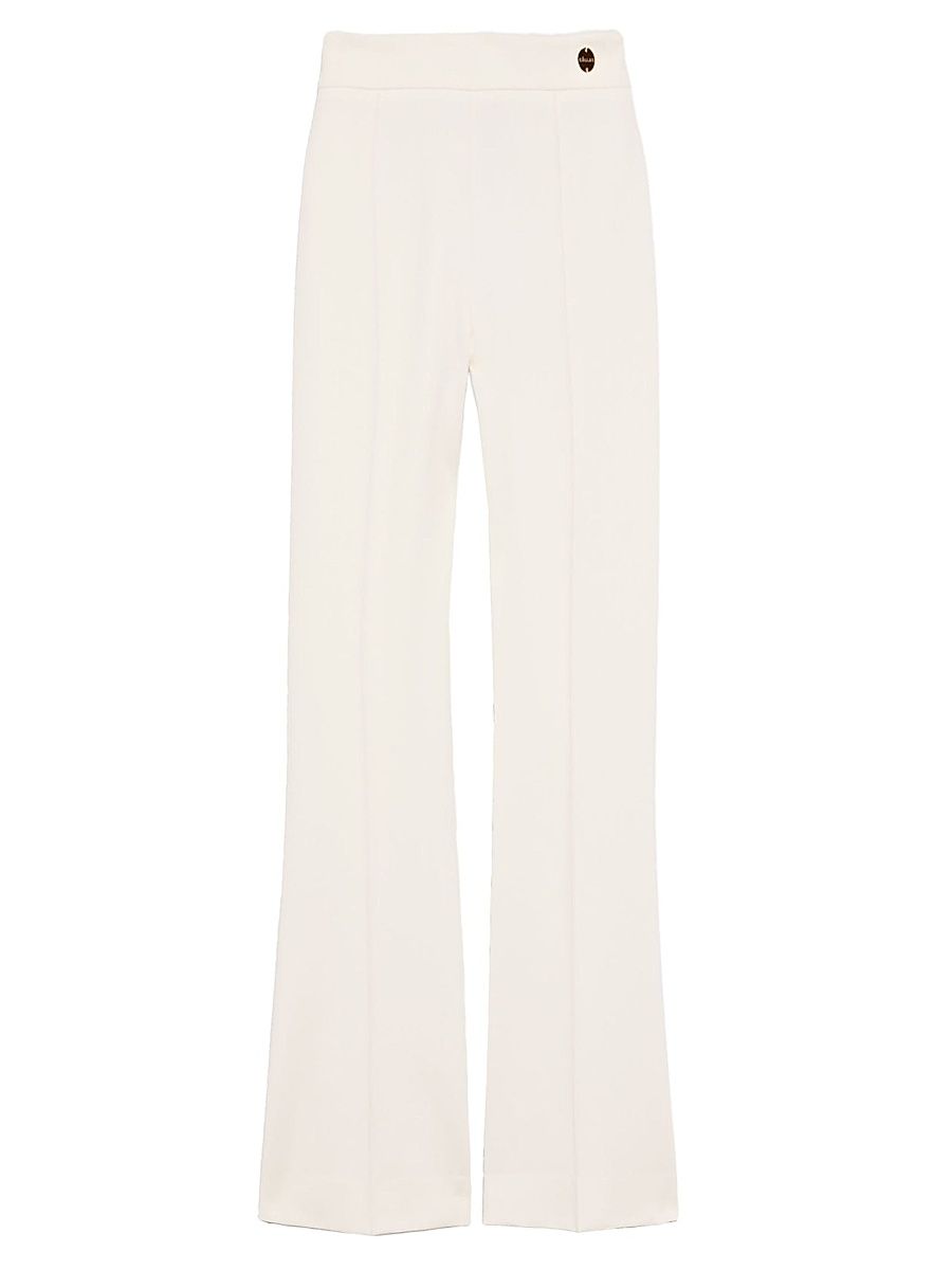 Women's Lola High Density Crepe Stretch Cropped Flare Trousers - White - Size 14