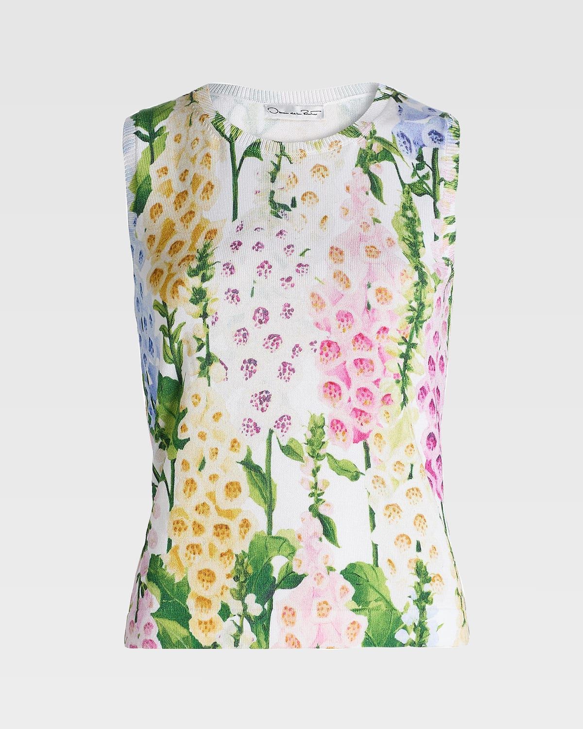 Multi-Foxglove Print Knit Tank Top