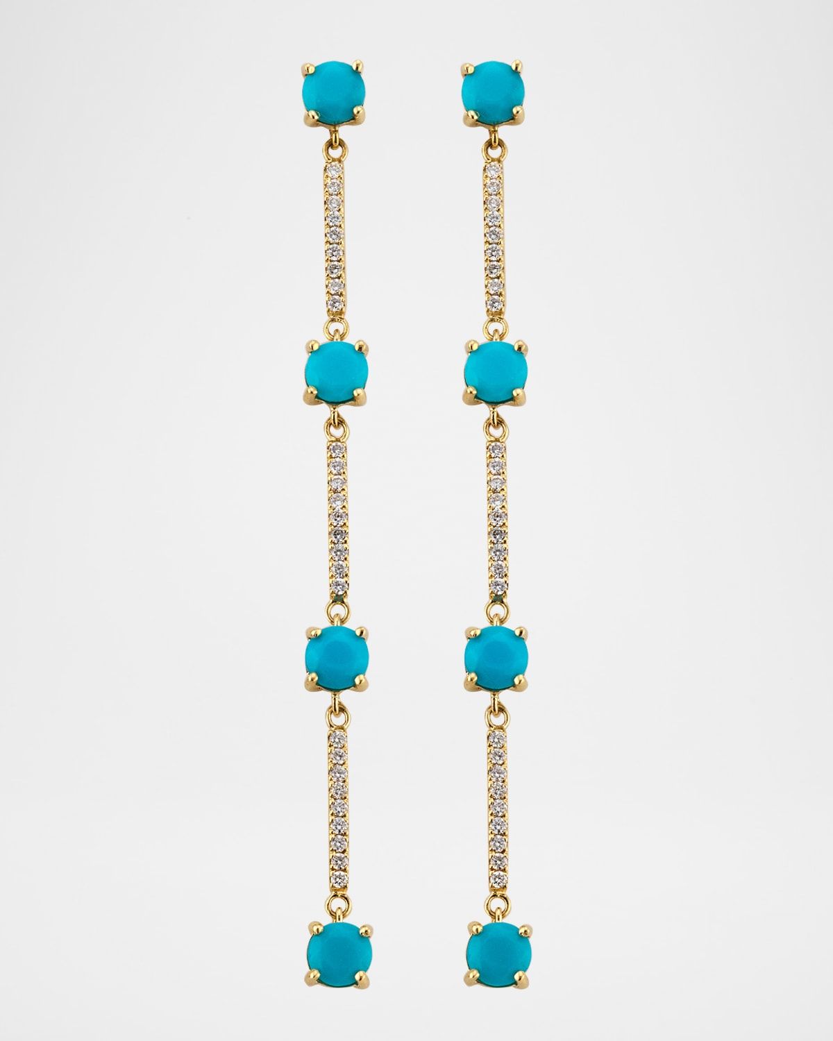 Solo Turquoise and Diamond Linear Earrings
