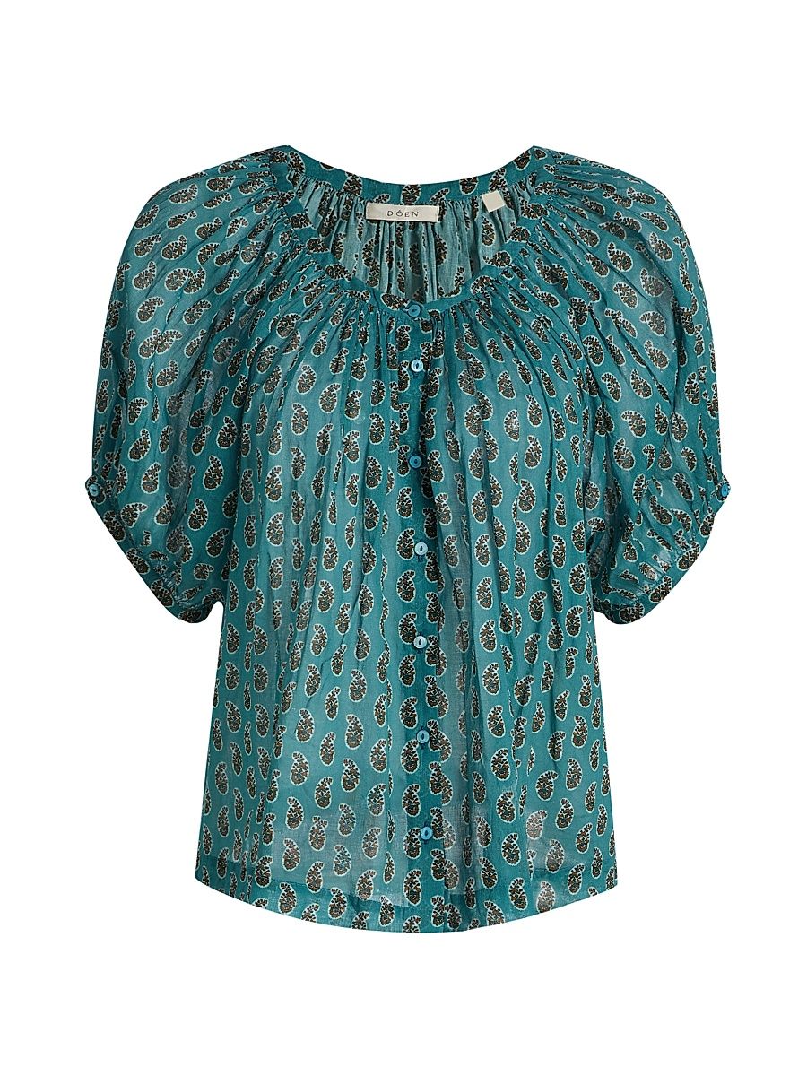 Women's June Paisley Cotton Top - Chaumont Paisley - Size XXS