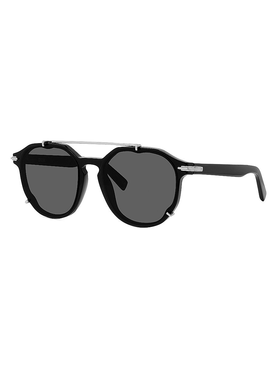 Men's DiorBlackSuit RI 56MM Round Sunglasses - Shiny Black