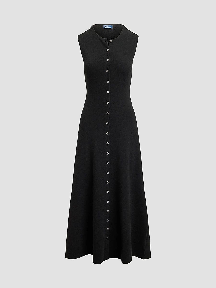Polo Ralph Lauren Women's Wool-Blend Buttoned Midi Dress - Black - Size XS