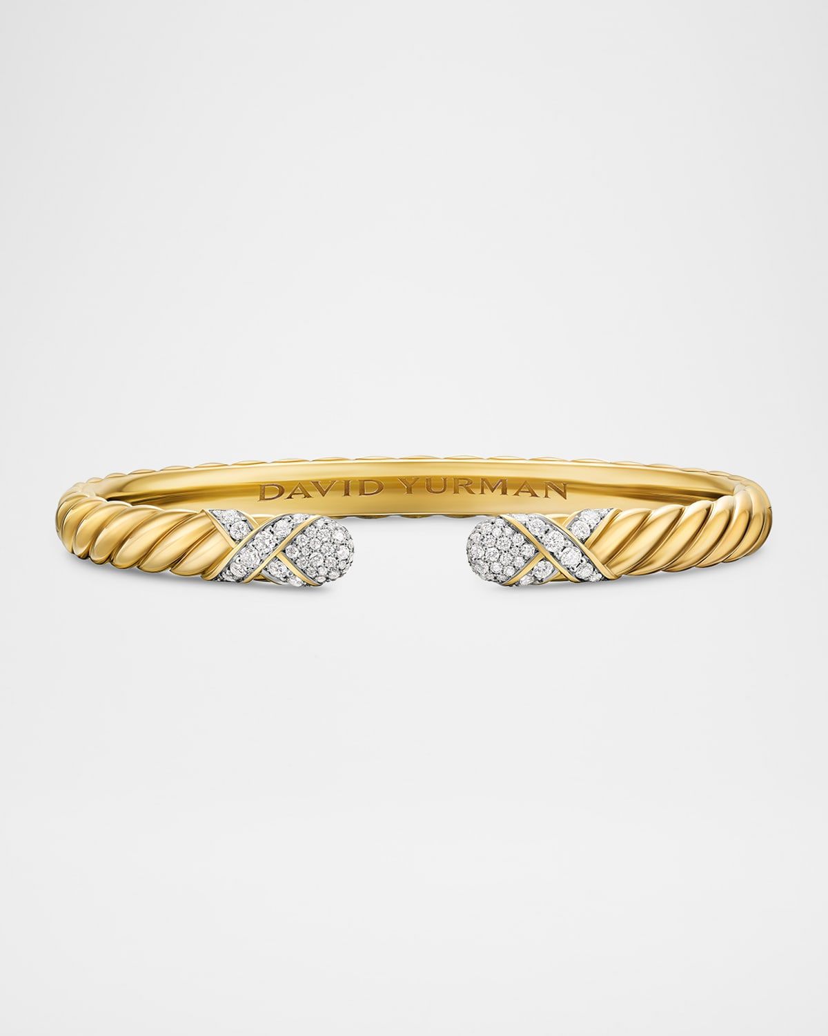 Sculpted Cable X Bracelet with Diamonds in 18K Gold