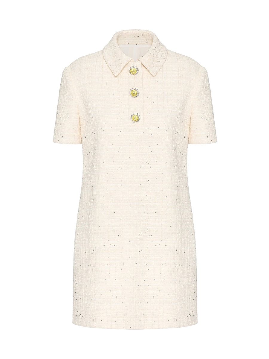 Women's Delicate Tweed Short Dress - Natural - Size 4