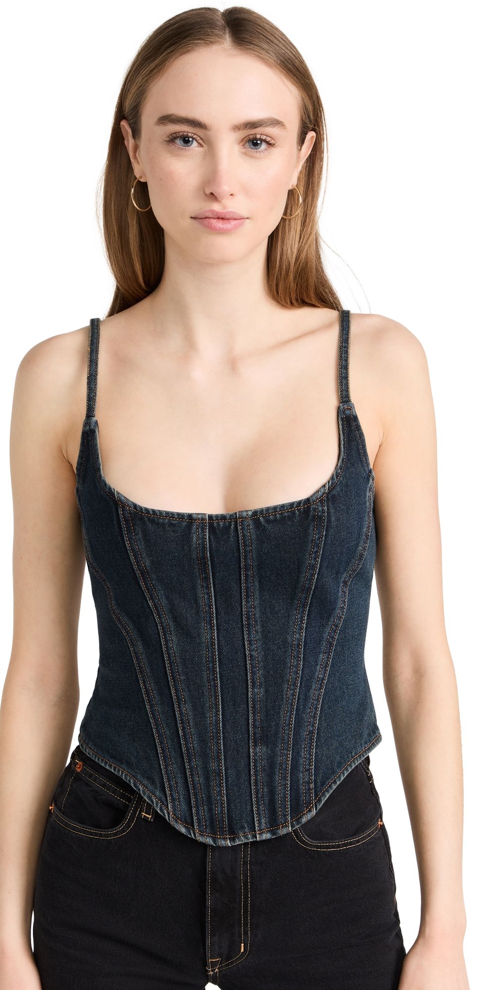 Lioness Capri Corset Top Dark Denim XXS