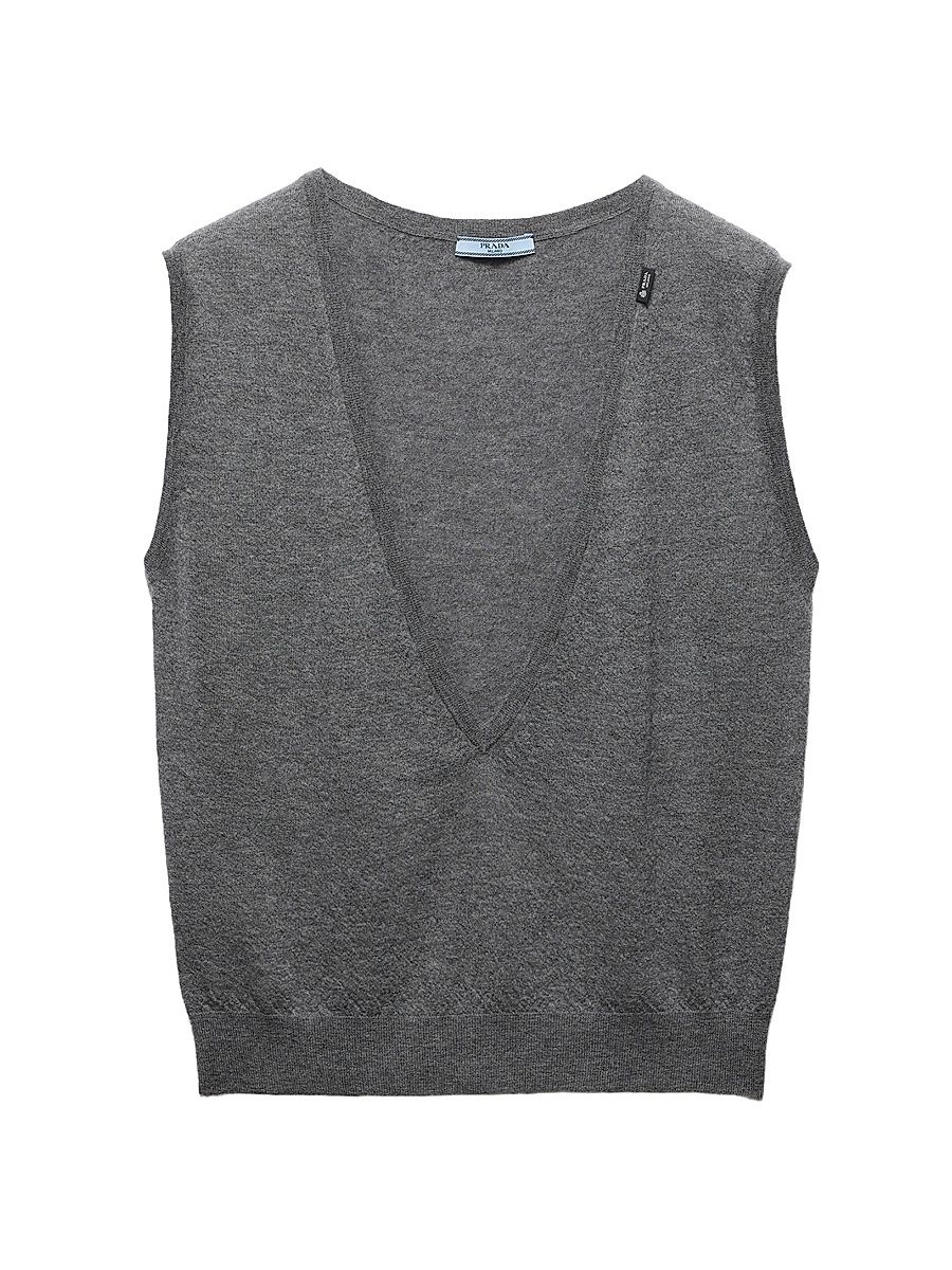 Women's Cashmere V-Neck Vest Sweater - Grey - Size 4
