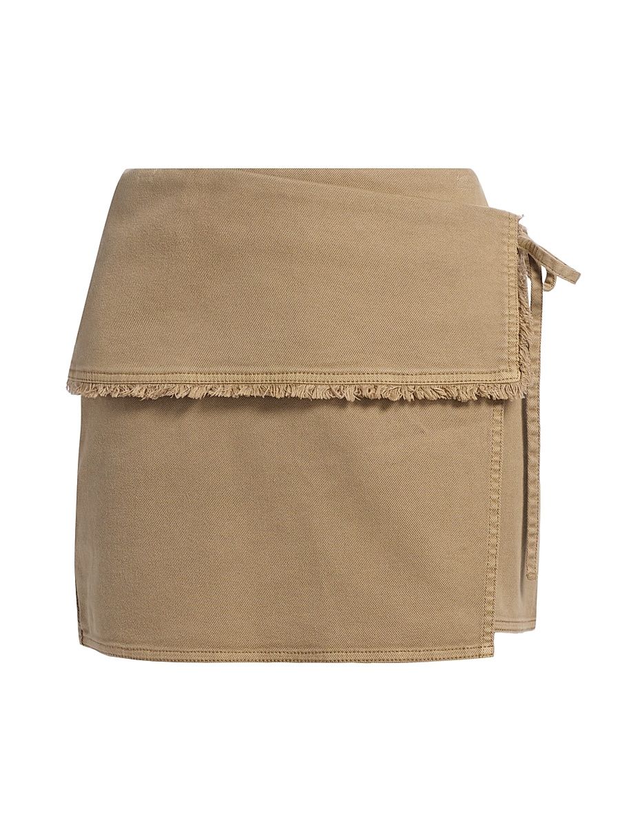 Women's Tamarin Frayed Wrap Miniskirt - Light Olive - Size XL