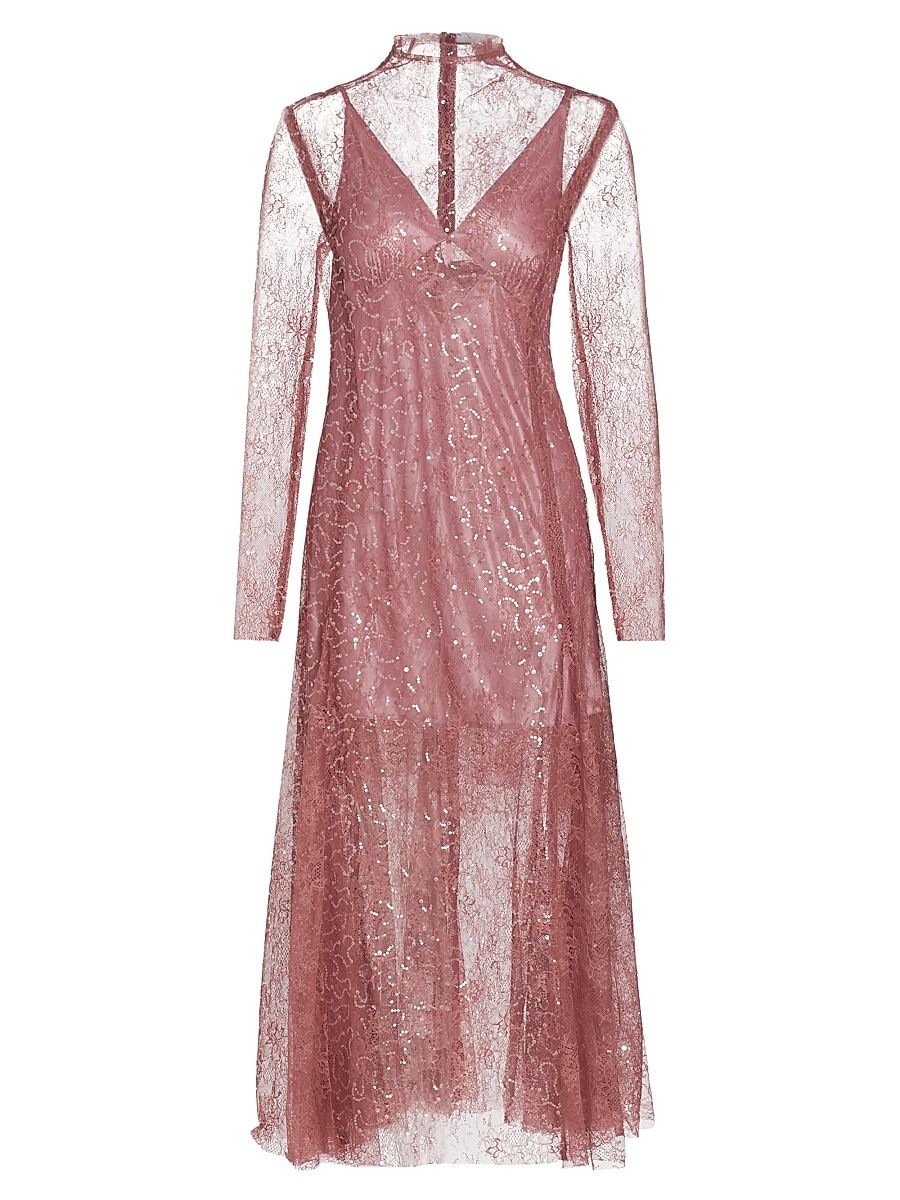 Women's Arshe Embellished Illusion Cocktail Dress - Dusty Rose - Size XS