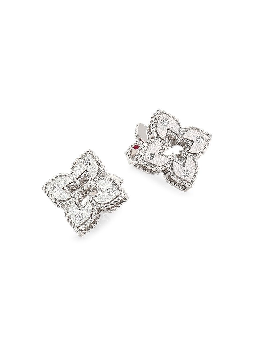 Women's Petite Venetian 18K White Gold & Diamond Stud Earrings - White Gold
