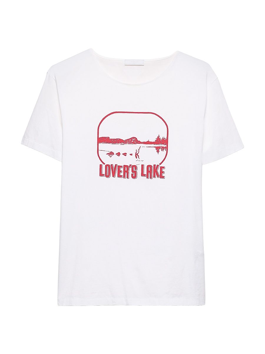 Men's Printed Cotton T-Shirt - White - Size XL