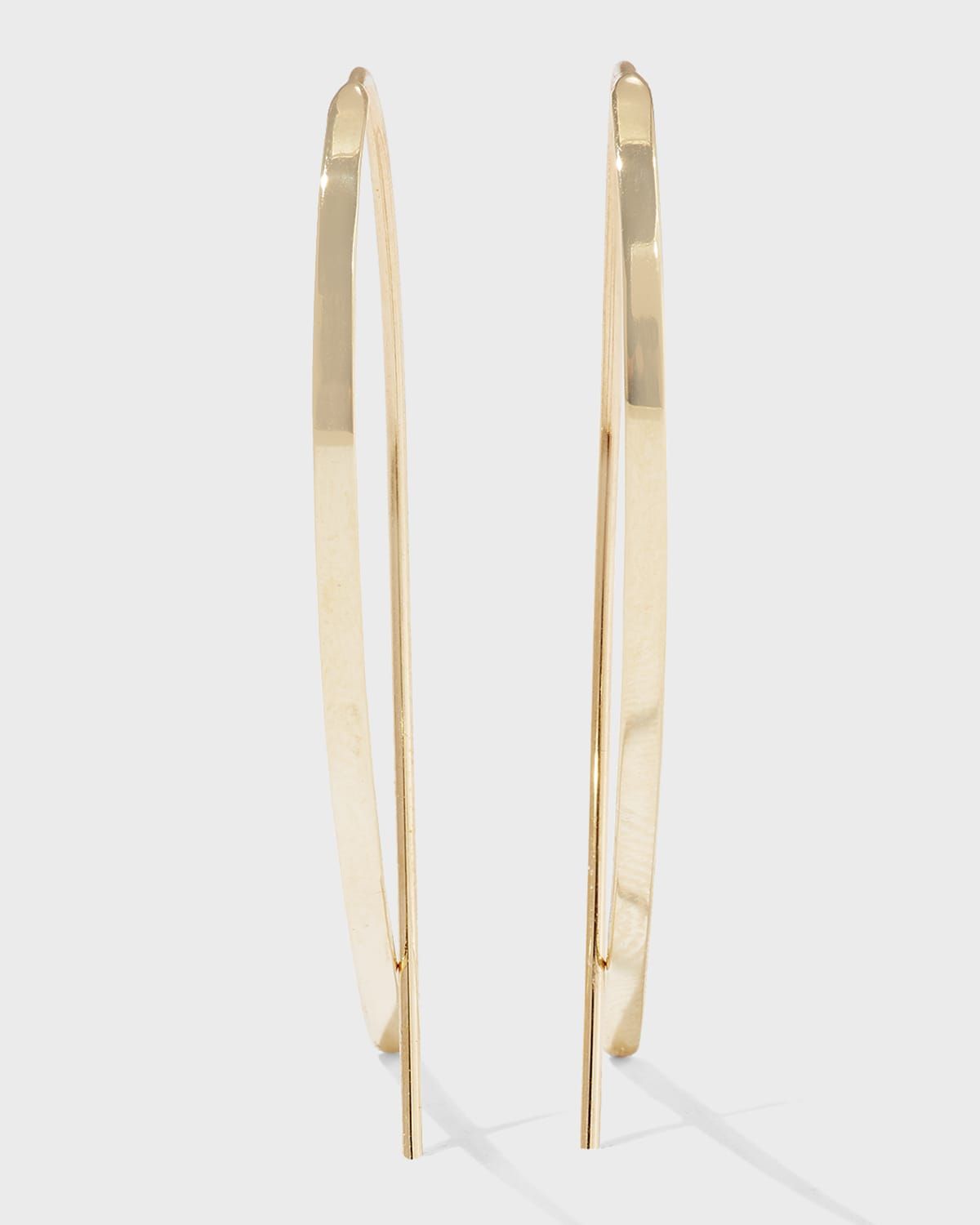 14K Gold Small Elongated Flat Upside Down Hoops