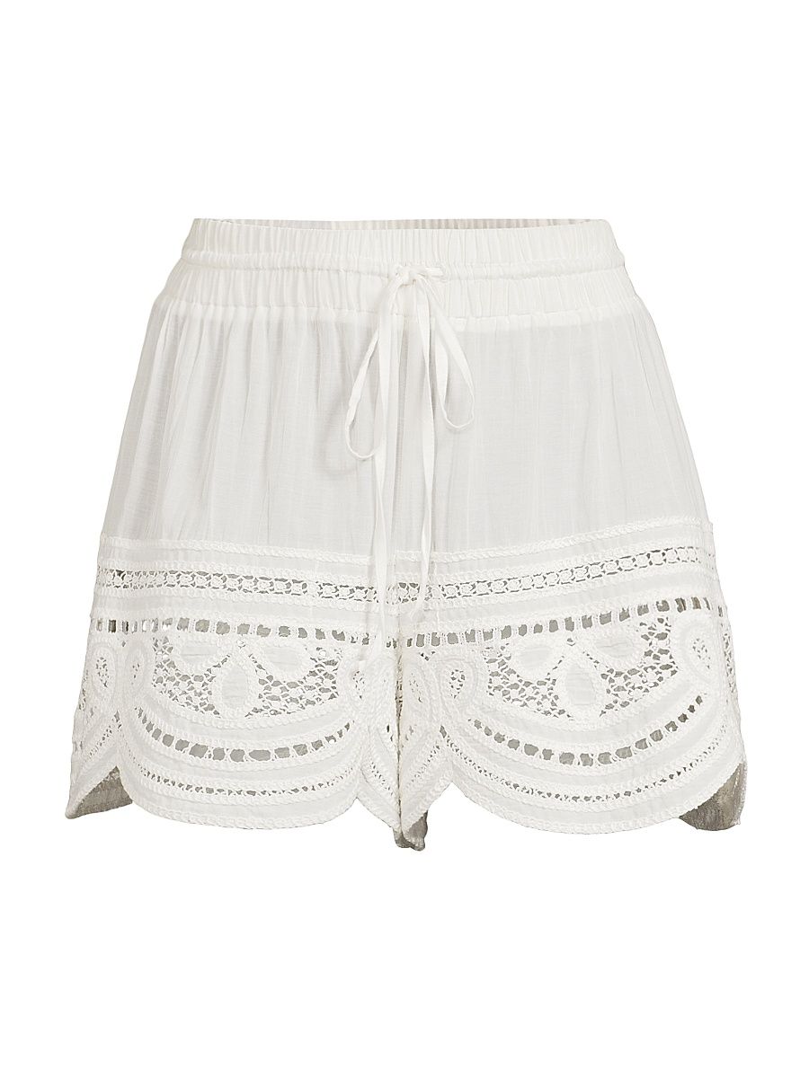 Women's Amirah Cotton-Blend Lace Shorts - White - Size XL