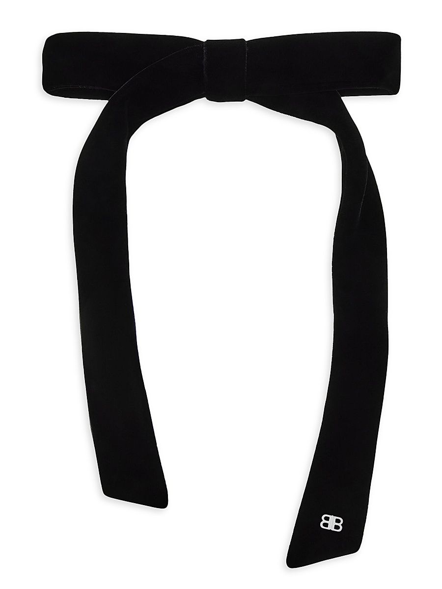 Women's Holli Thin Hair Bow - Black Shiny Silver