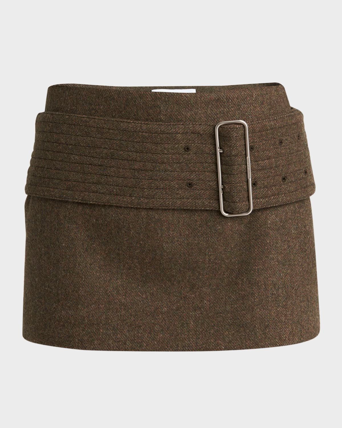 Wool Mini Skirt with Detachable Belt