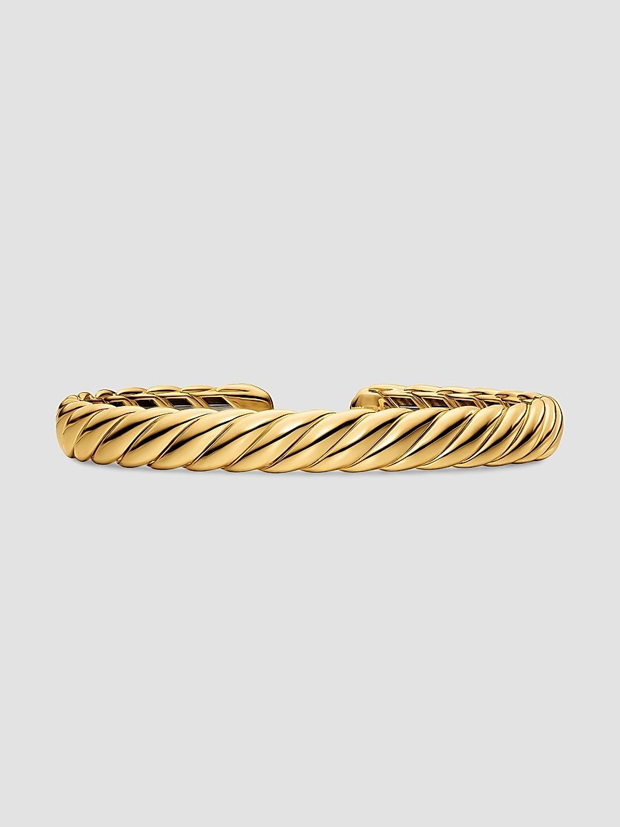 Women's Sculpted Cable Flex Bracelet in 18K Yellow Gold, 7.5MM - Gold - Size Medium