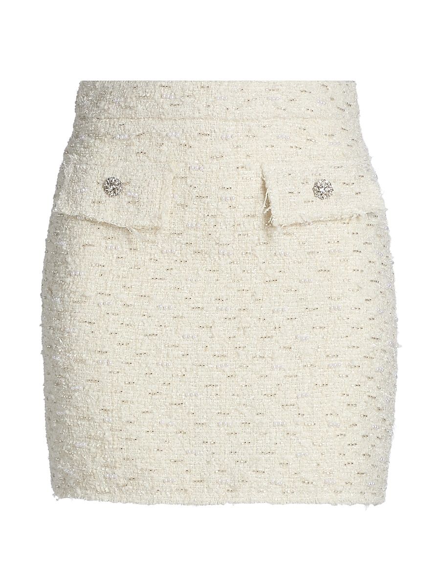 Women's Ava Tweed Slim-Fit Miniskirt - Cream - Size 14