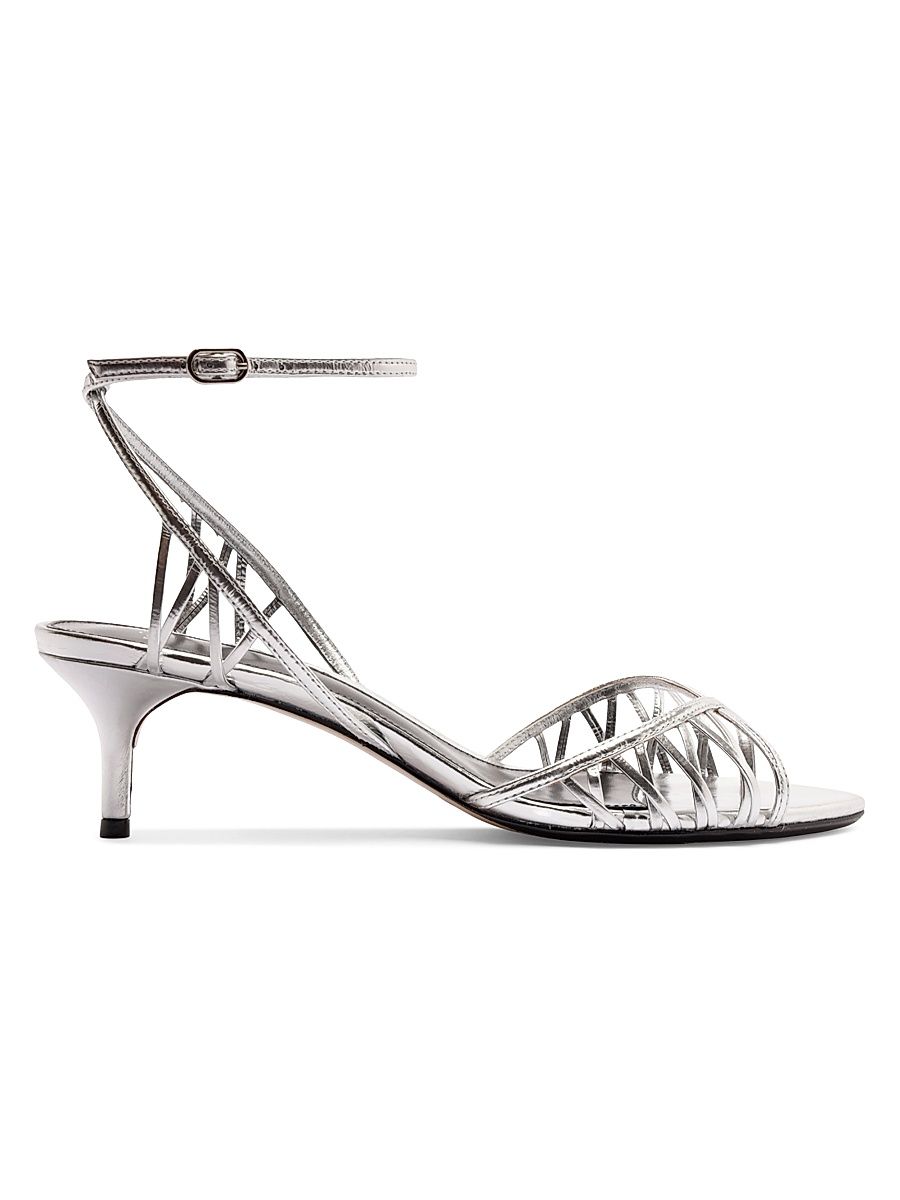 Women's Solene 50MM Leather Sandals - Silver - Size 11