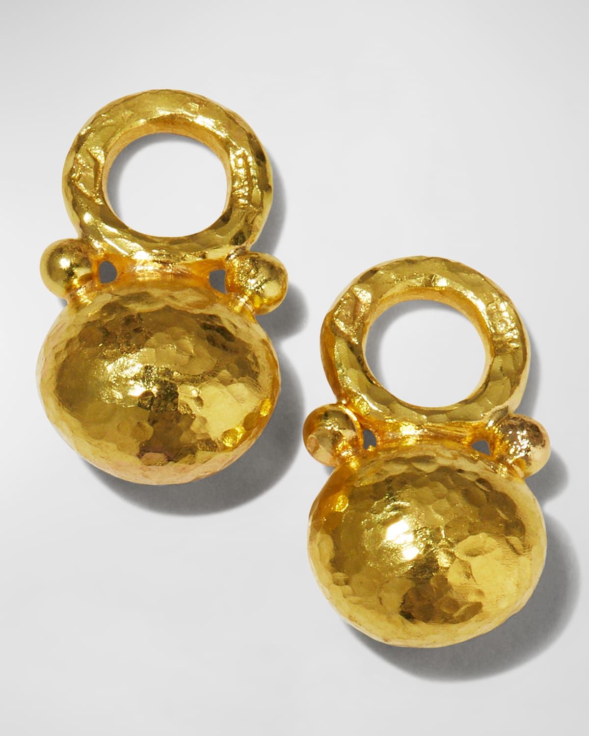 Gold Horizontal Oval-Drop Earring Pendants