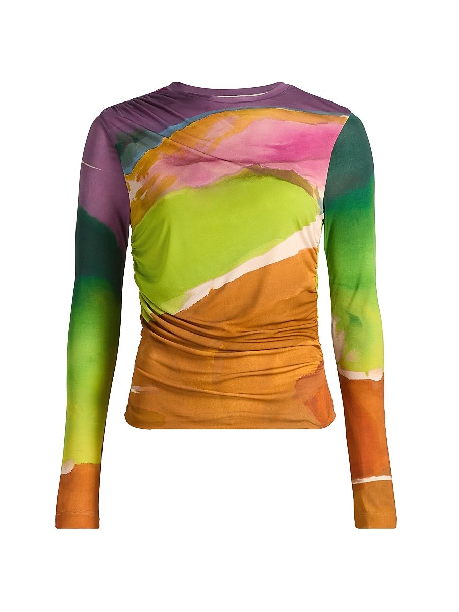 Women's Paradis Printed Long-Sleeve Top - Nature Abhors A Vacuum - Size XL