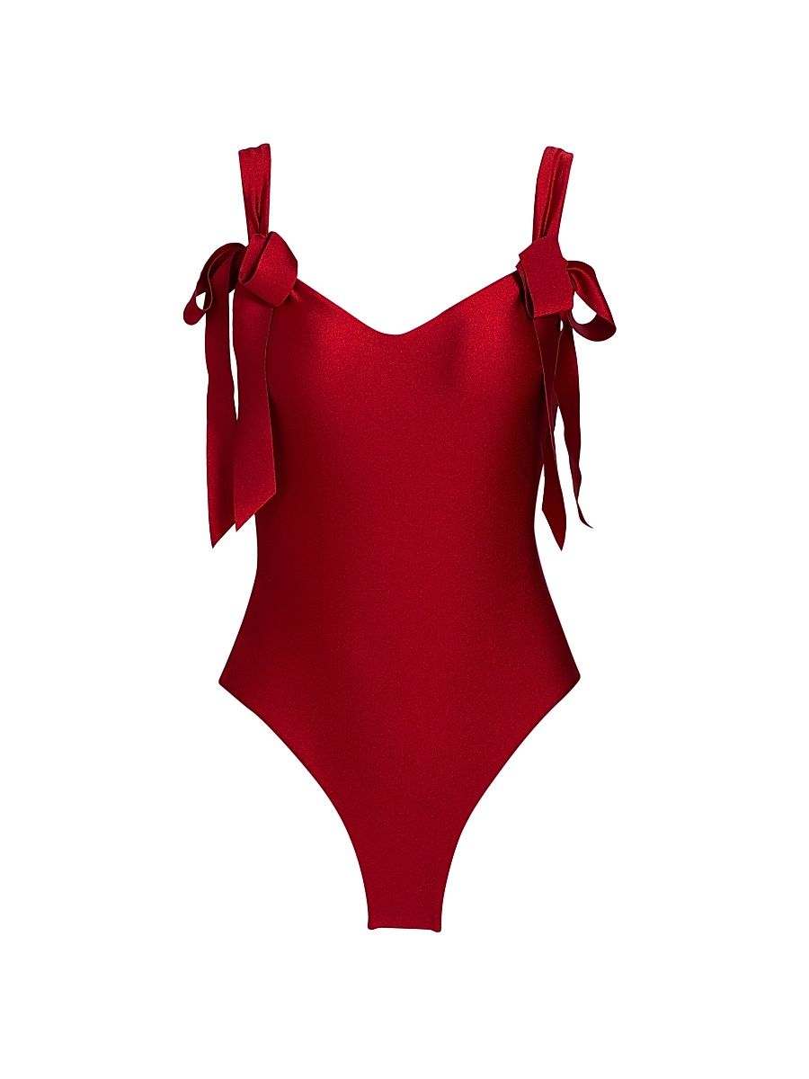 Women's Patience Bow Tie One-Piece Swimsuit - Dark Red - Size 10