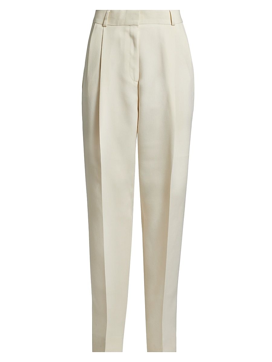 Women's Double-Pleated Tailored Trousers - Snow - Size 10