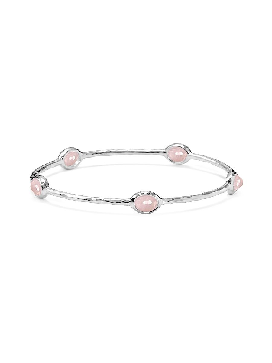 Women's Rock Candy Five-Stone Sterling Silver, Rose Quartz & Mother-Of-Pearl Doublet Bangle - Silver