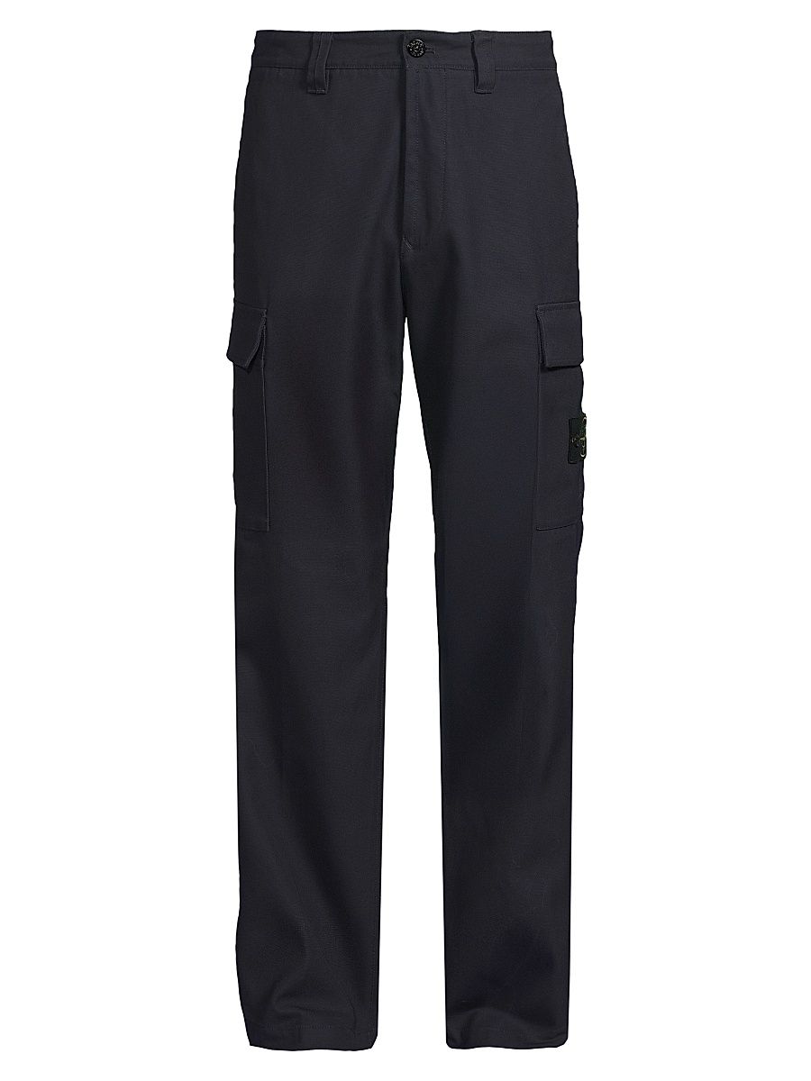 Men's Stretch-Cotton Cargo Trousers - Ink - Size 36