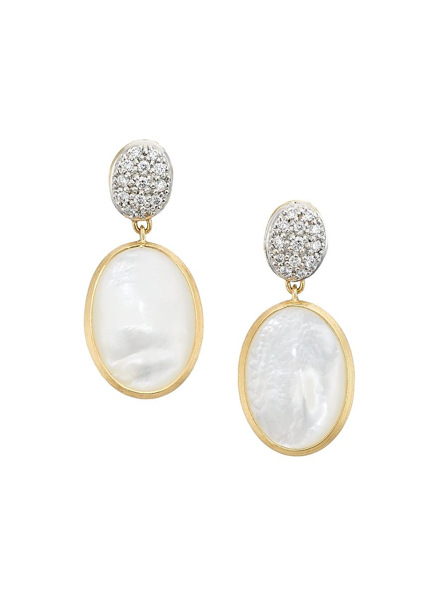 Women's Siviglia 18K Yellow Gold, Mother-Of-Pearl & 0.2 TCW Diamond Drop Earrings - Yellow Gold