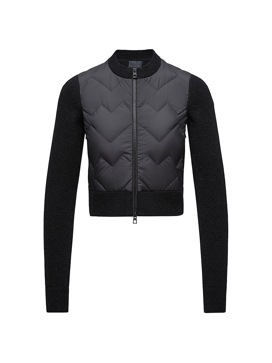 Women's Down-Filled Cardigan in Wool Blend - Black - Size Large