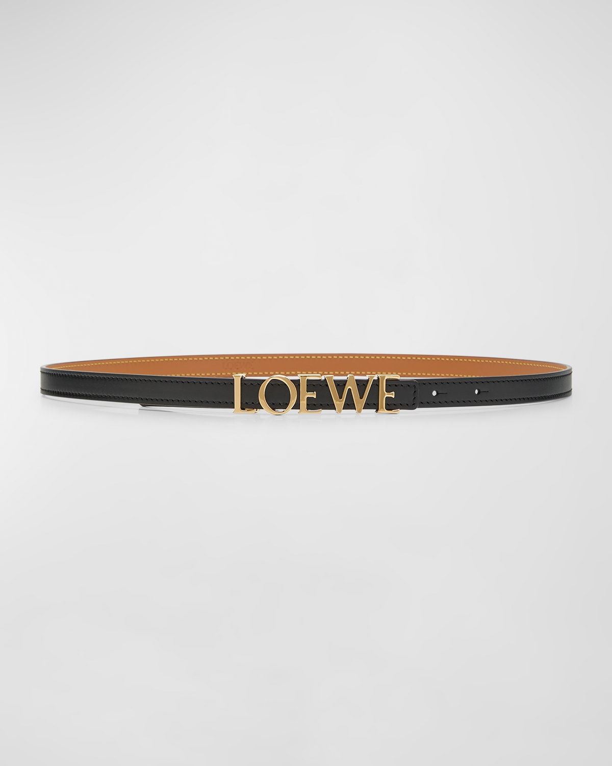 Bold Logo Leather Skinny Belt