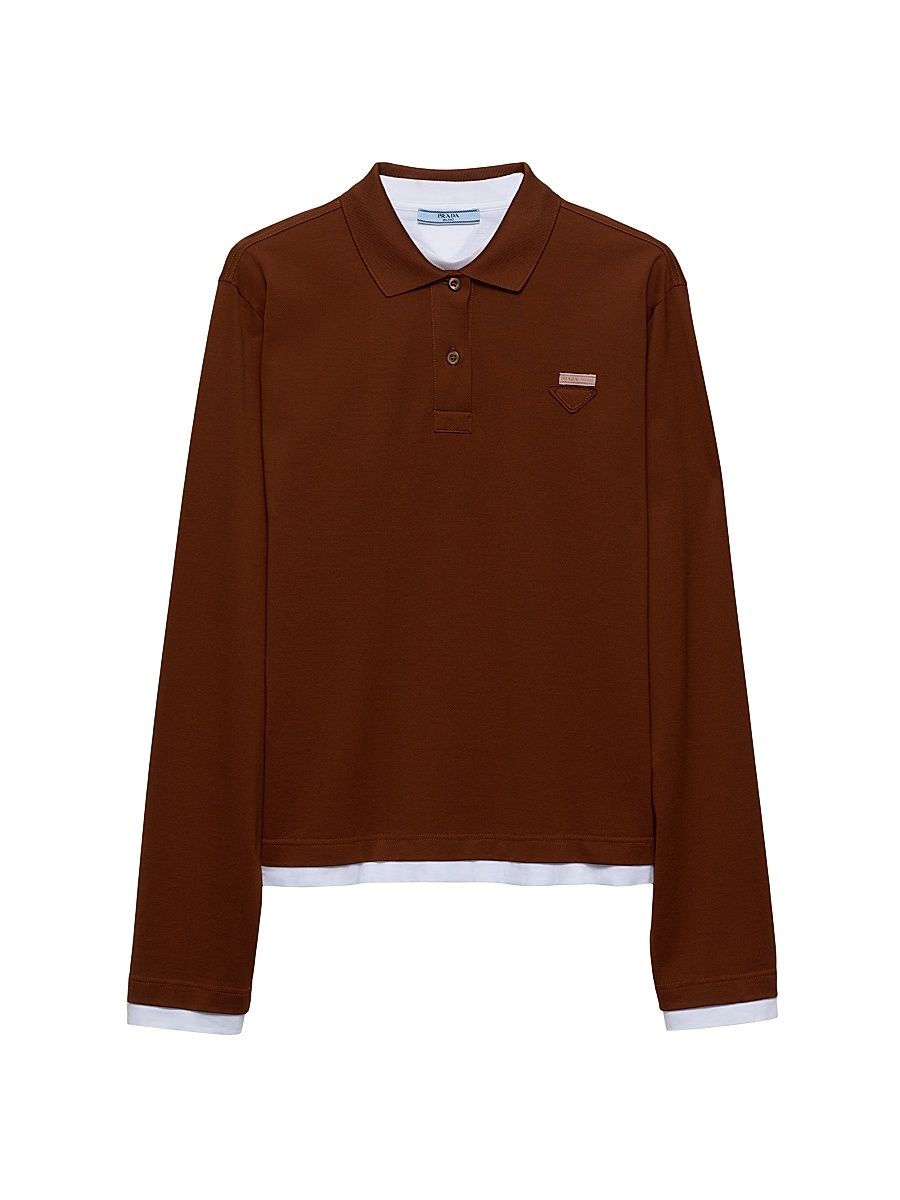 Women's Piqué and Jersey Polo Shirt - Brown - Size 8