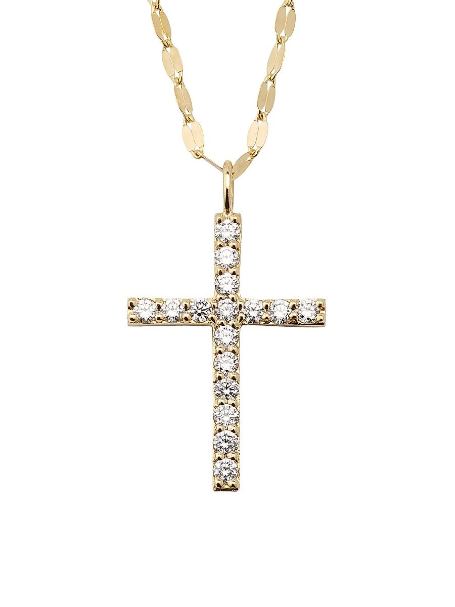 Women's Flawless Everyday 14K Yellow Gold & 0.3521 TCW Diamond Cross Pendant Necklace - Yellow Gold
