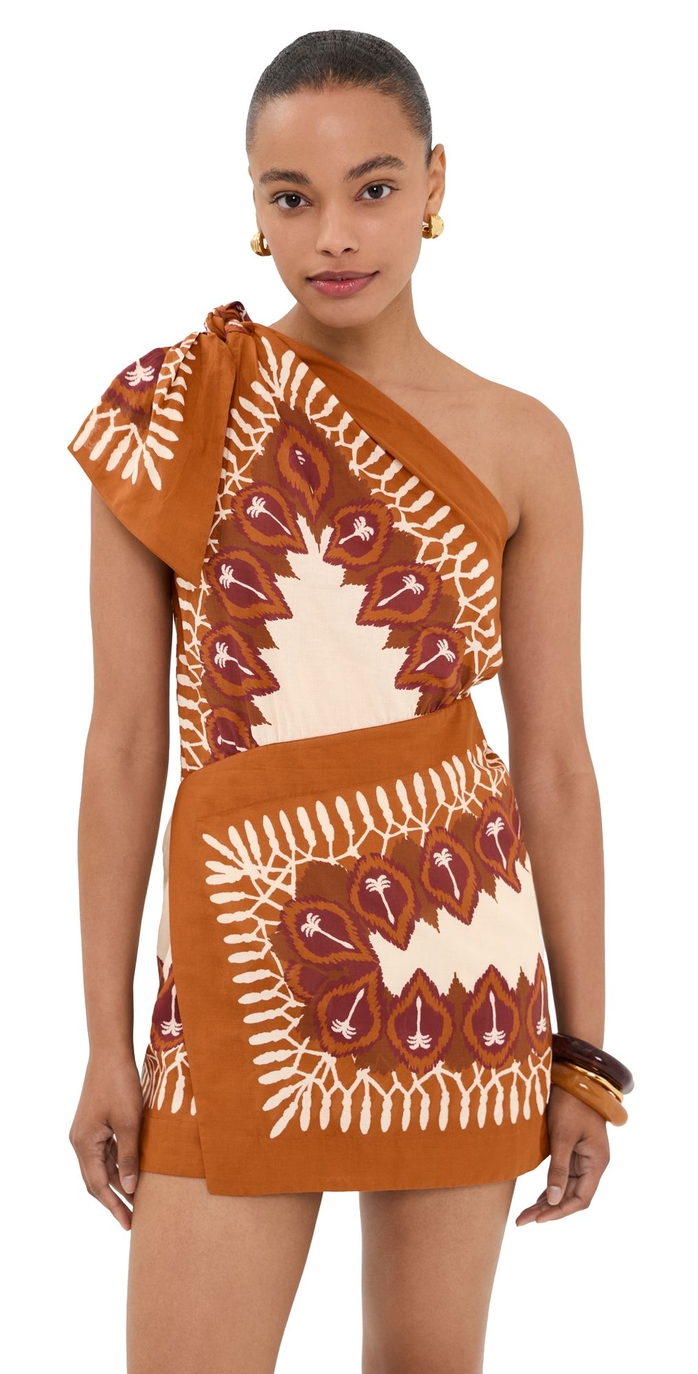 Johanna Ortiz Sun Traveller Mini Dress Ecru/Brown 0