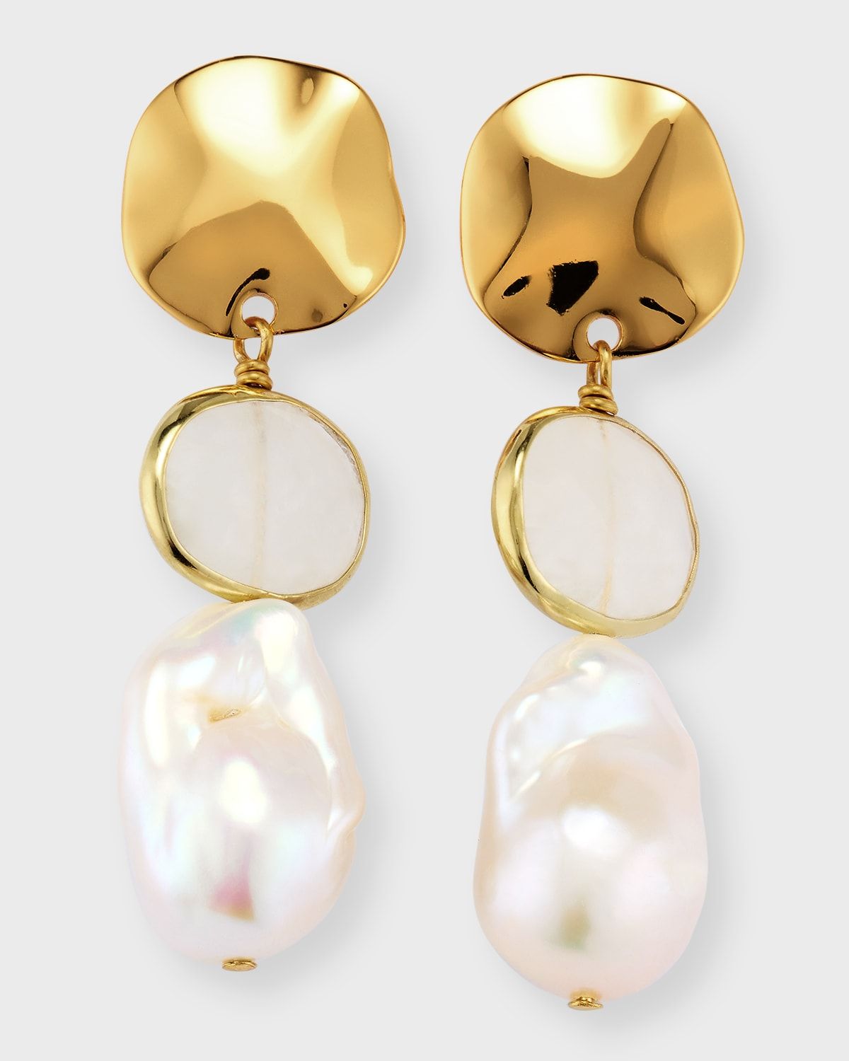 Moonstone and Baroque Pearl Drop Earrings