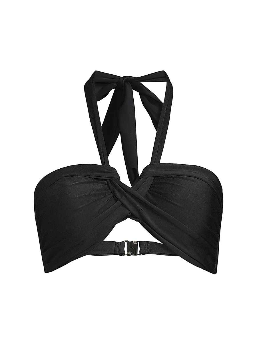 Women's Arielle Bandeau Halter Bikini Top - Black - Size XL