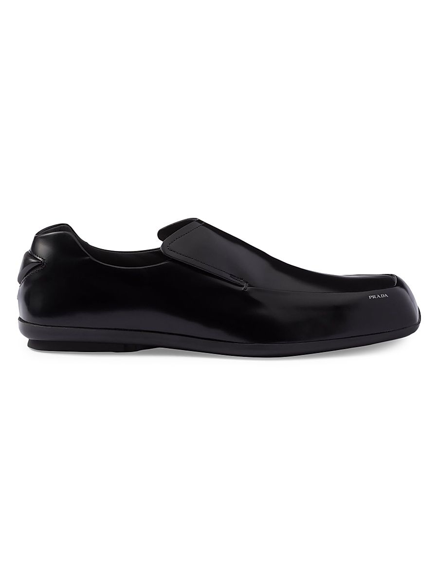 Men's Razor Brushed Leather Loafers - Black - Size 10
