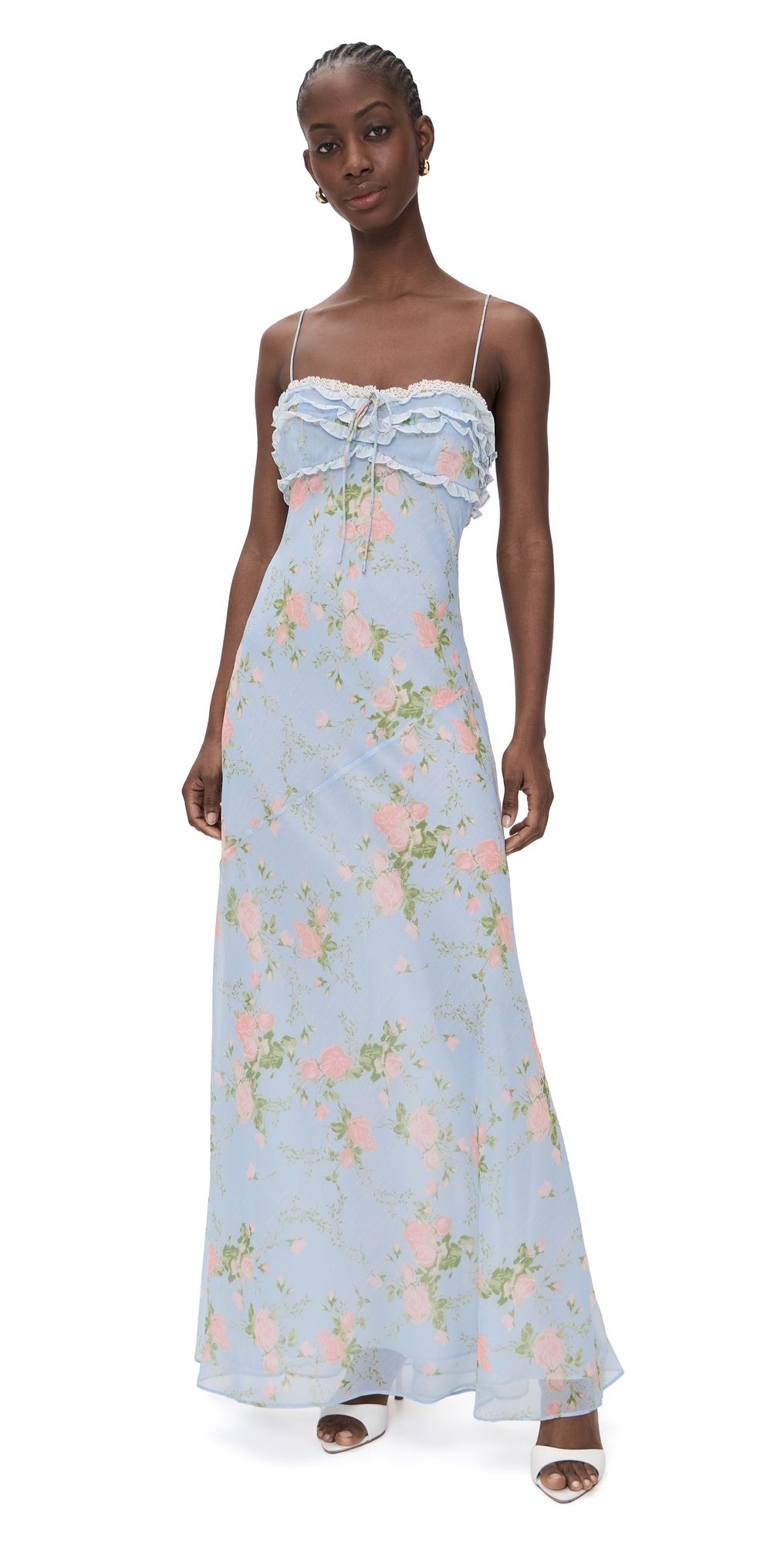 For Love & Lemons Natalie Maxi Dress Blue L
