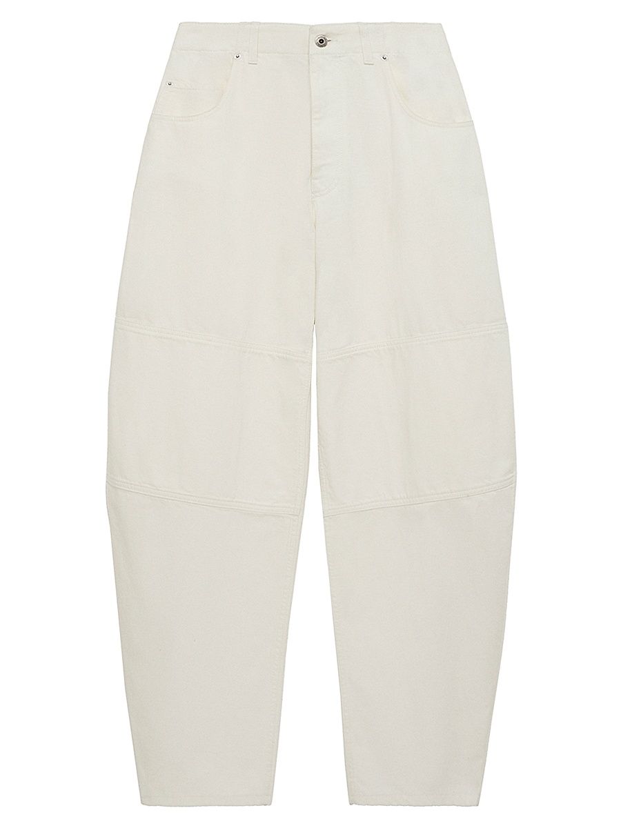 Women's Cotton Wide-Leg Jeans - White - Size 12