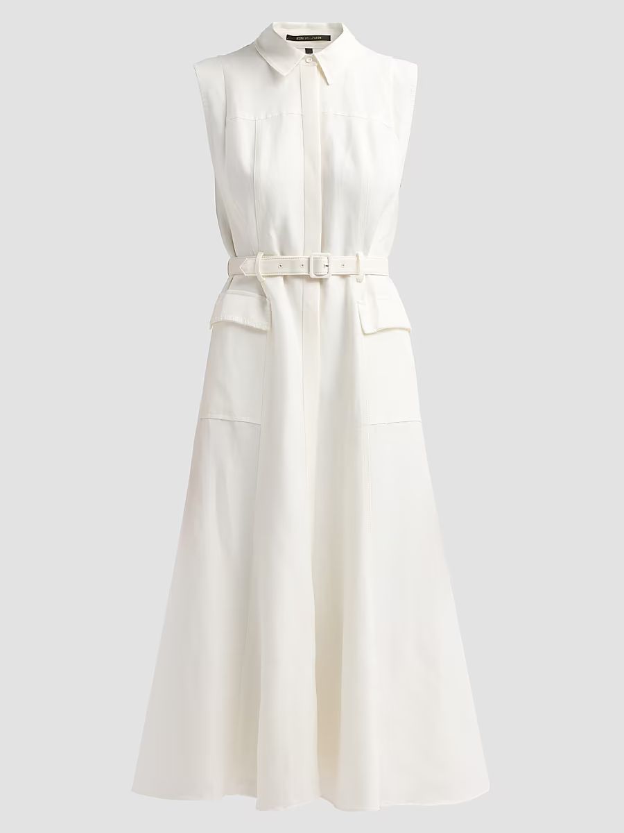 Women's Tomi Linen-Blend Safari Midi Dress - Ivory - Size XL