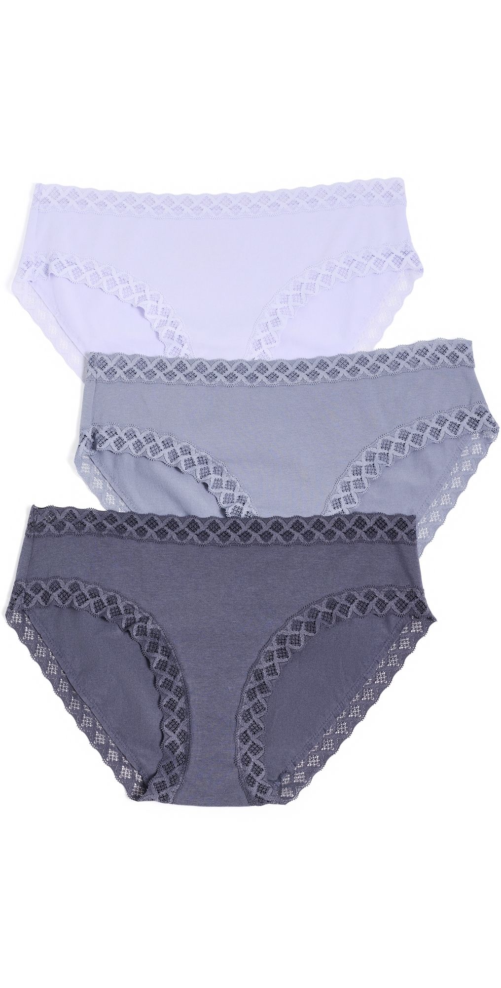 Natori Bliss Girl Briefs 3 Pack Twilight Haze/Purple Prl/Greystone L
