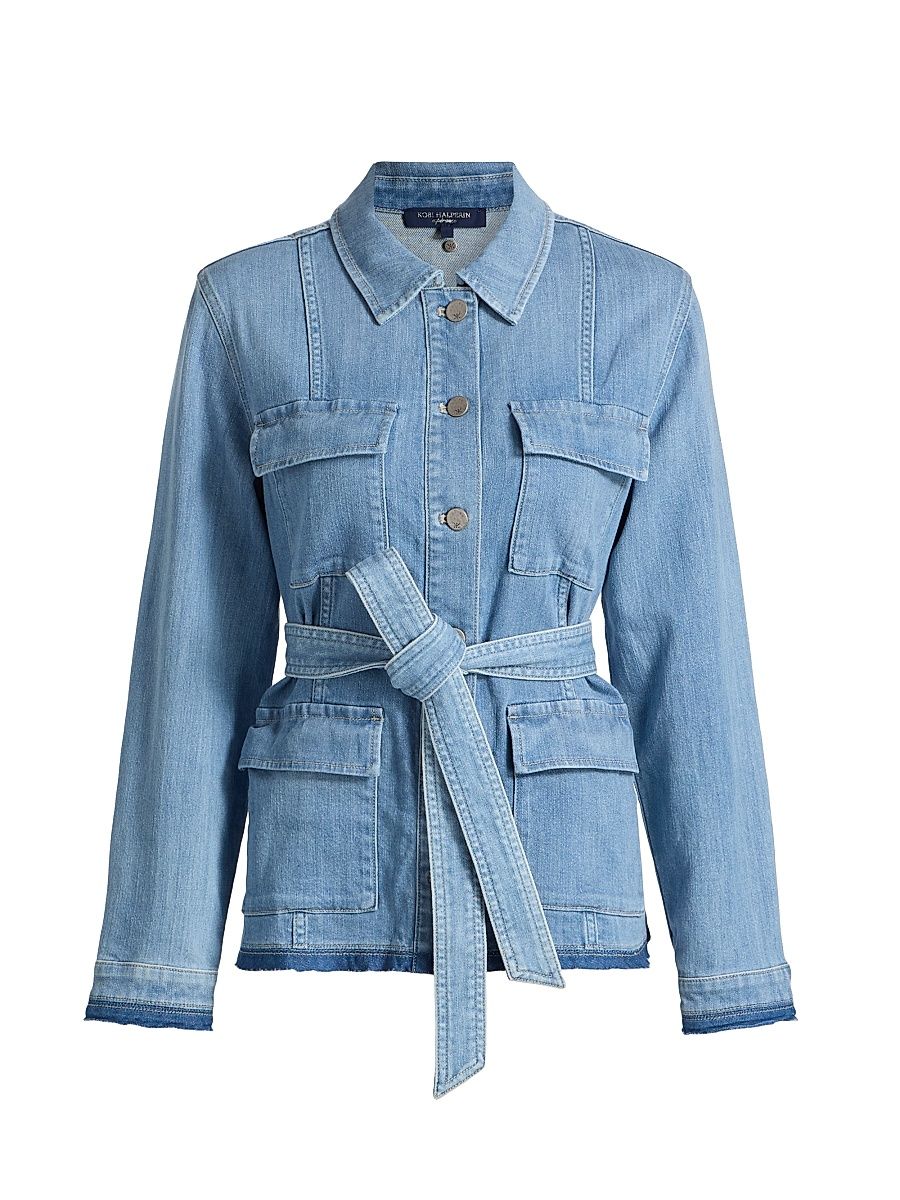 Women's Becca Tie-Waist Denim Utility Jacket - Light Indigo - Size XXL