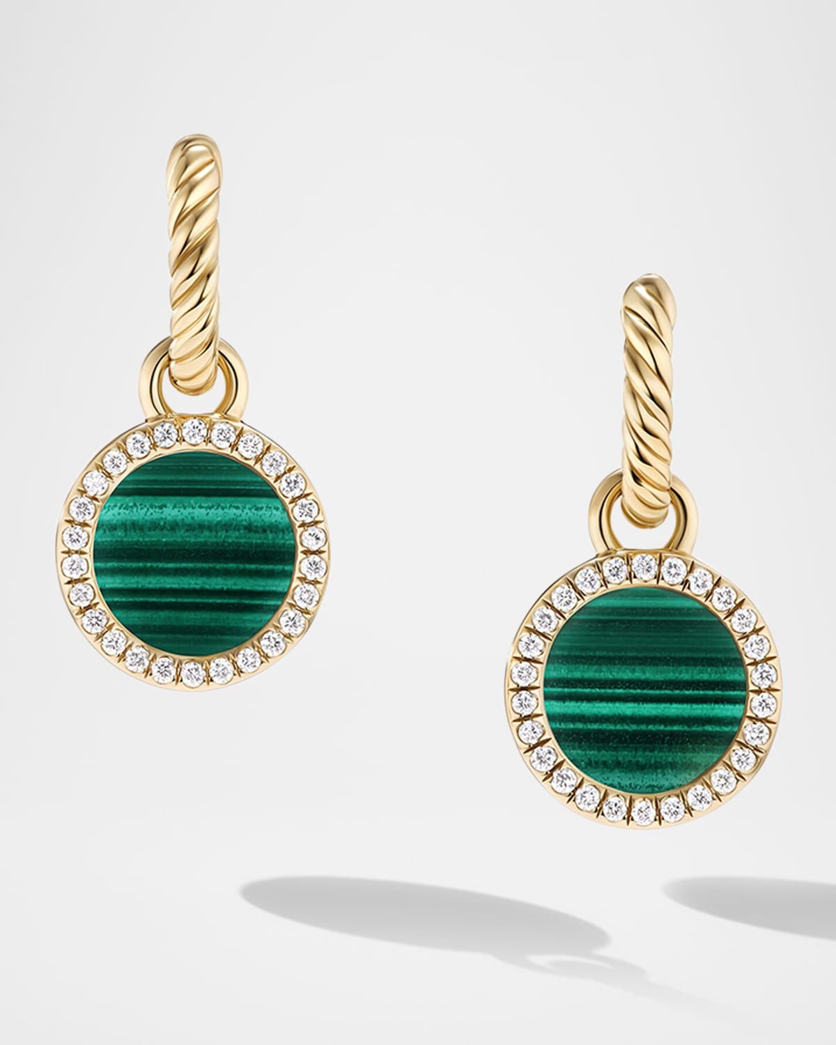 DY Elements Drop Earrings with Gemstone and Diamonds in 18K Gold, 11mm, 0.9"L