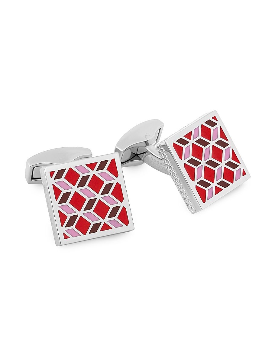 Men's 3D Illusion Geometric Cufflinks - Red
