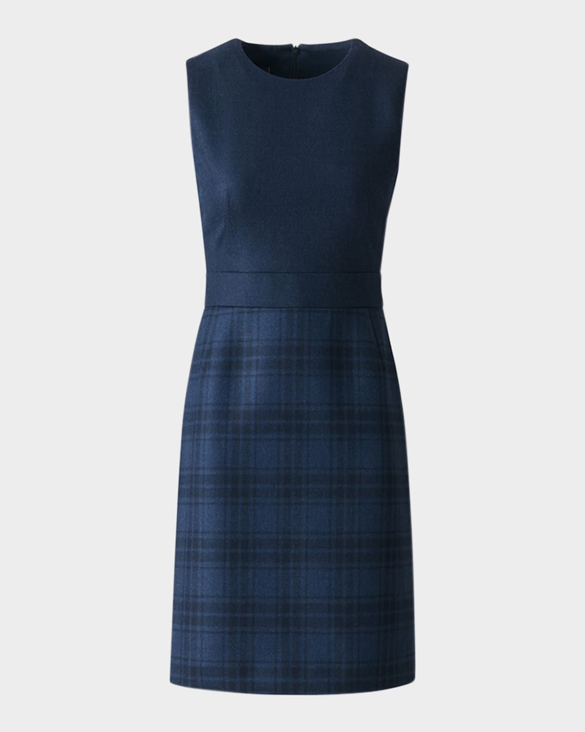 Check Wool Double-Face Sleeveless A-Line Dress