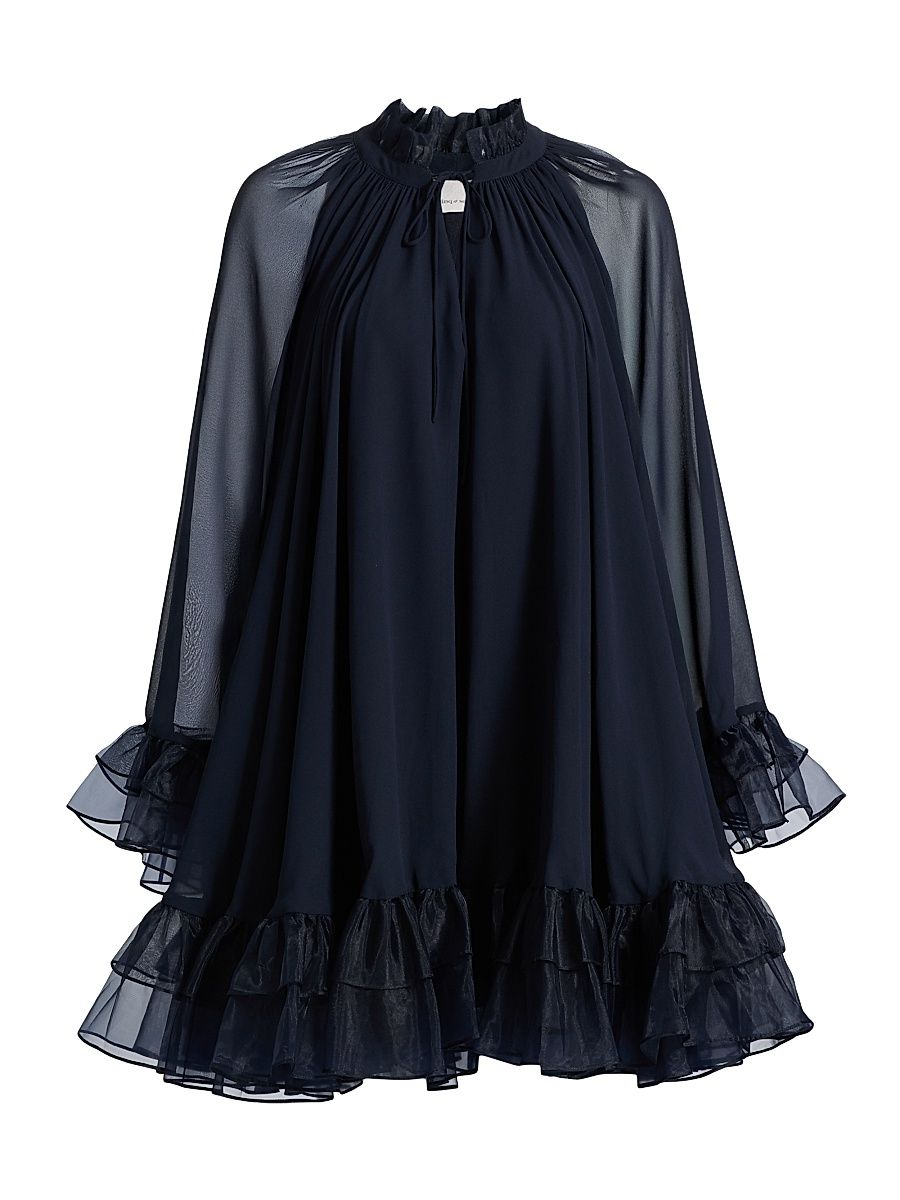 Women's Clairette Ruffled Minidress - Navy - Size XL