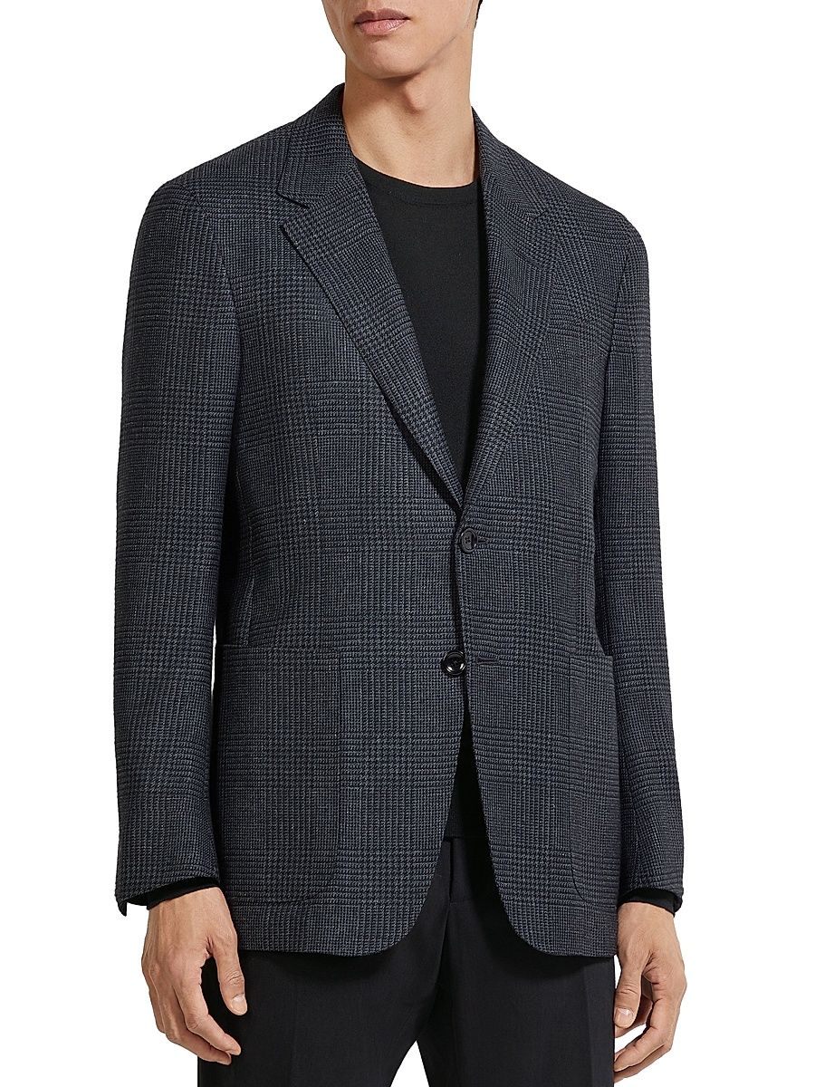 Men's Silk Cashmere and Linen Jacket - Grey Black - Size 46