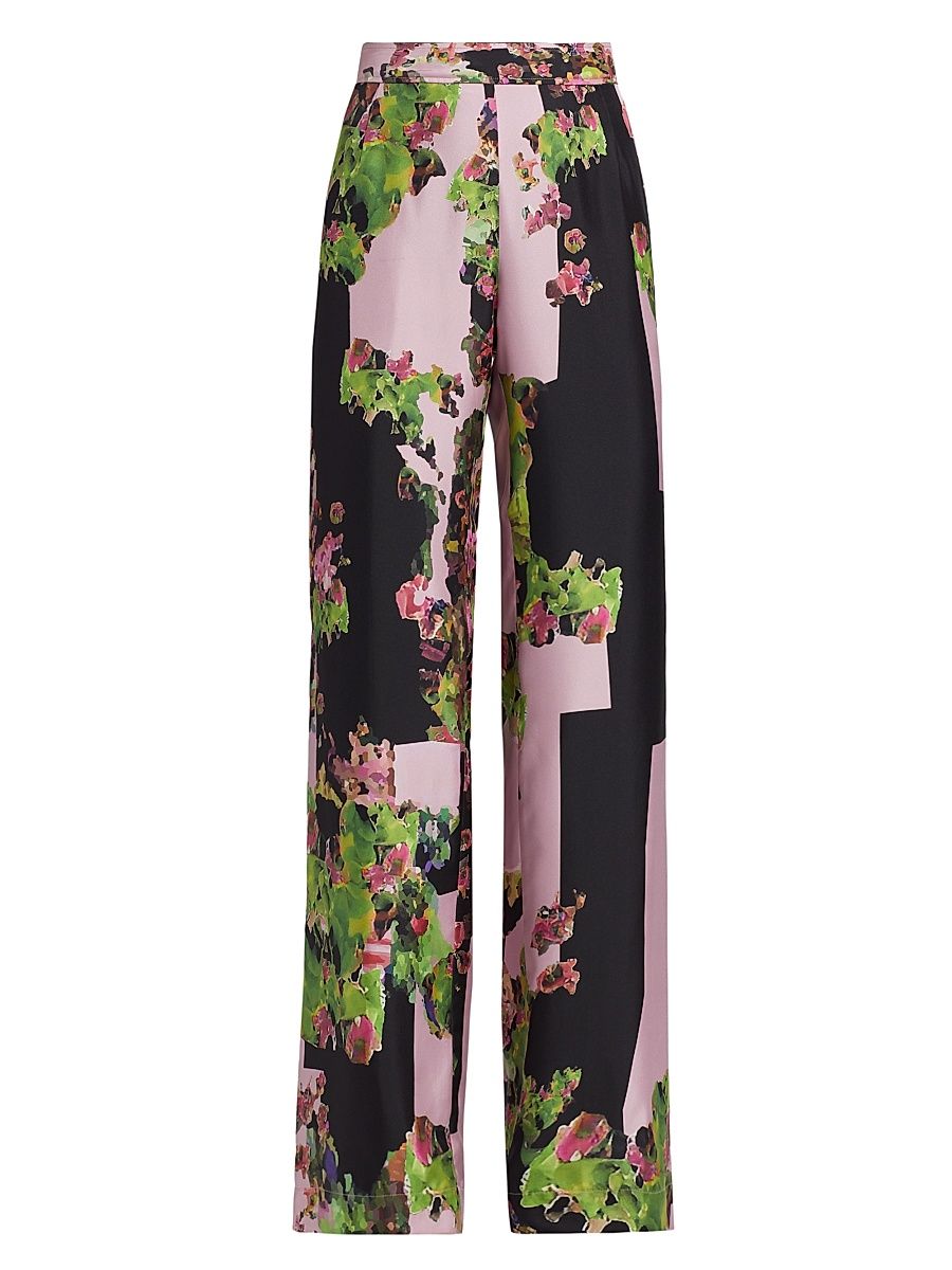 Women's Aarons Printed Pants - Pink Multi - Size Medium